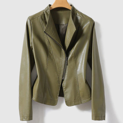 Blouson en cuir végétalien pour femme, fermeture éclair, écologique