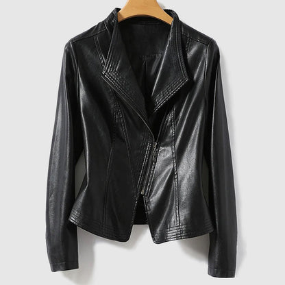 Blouson en cuir végétalien pour femme, fermeture éclair, écologique