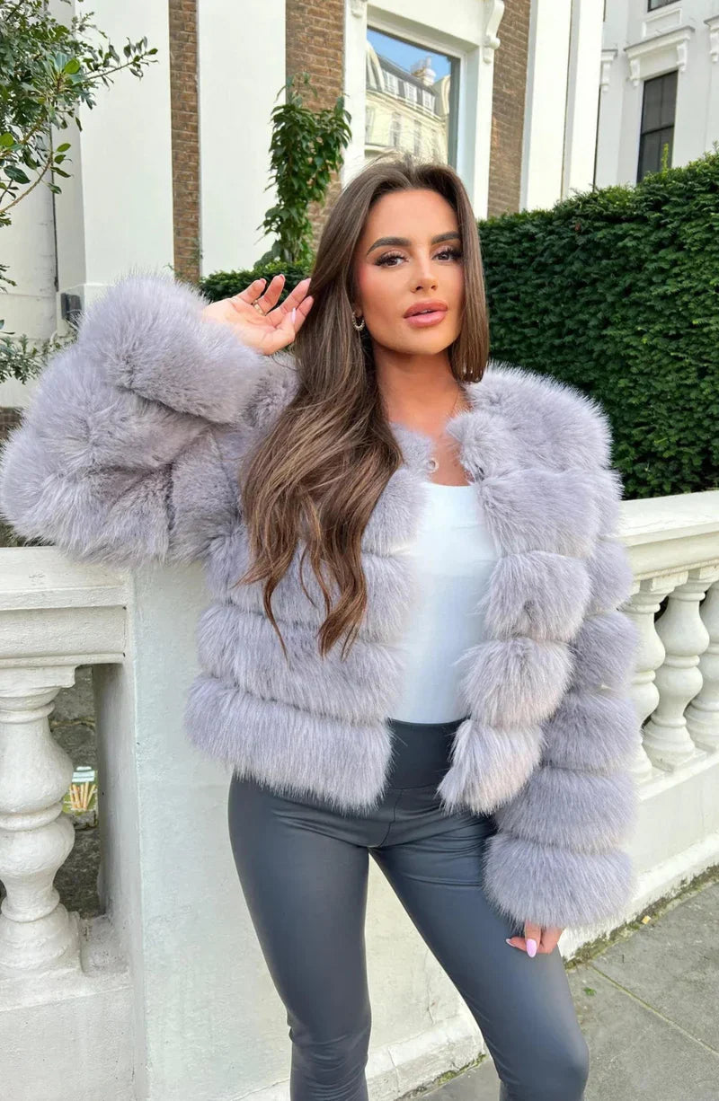 Doudoune courte en fausse fourrure, Manteau d'hiver en peluche pour femmes