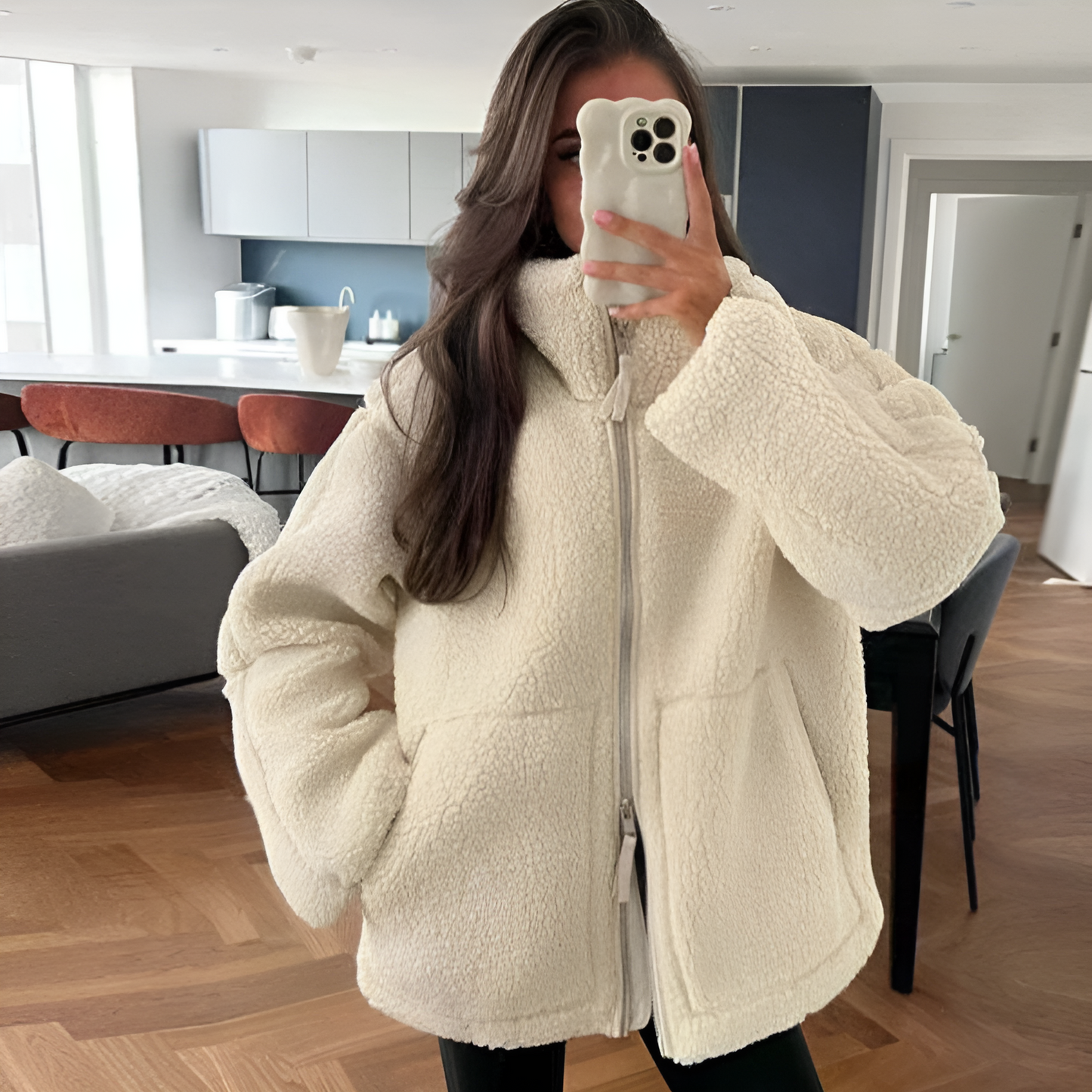 Veste d'hiver chaude pour femme en polaire pour l'extérieur