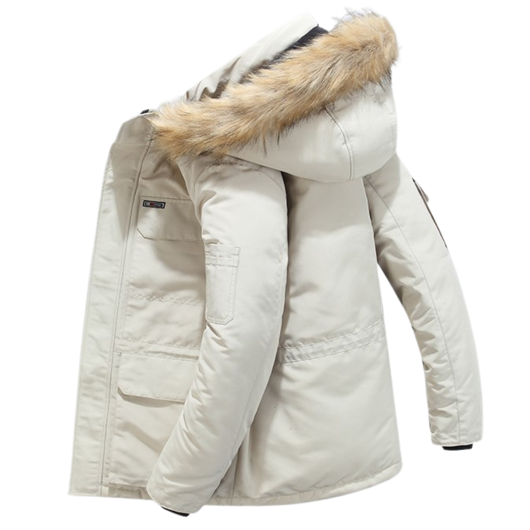 Herren Wintermantel Luxus Pelzdetails - IdealeKleiden
