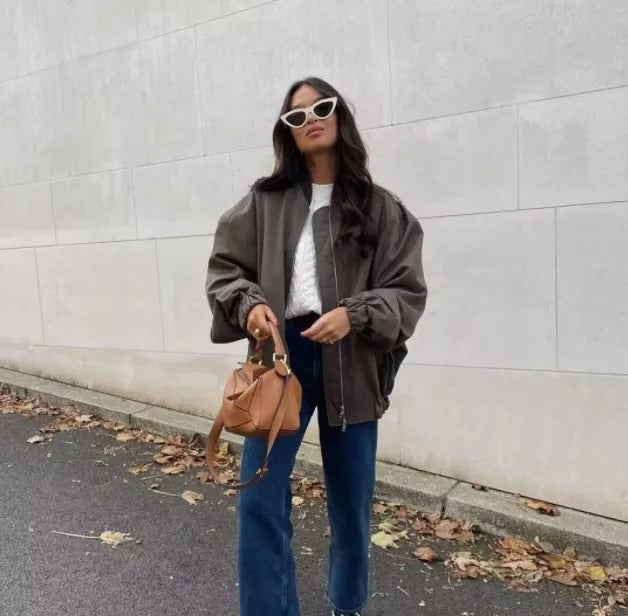 Bomber stylé pour femme avec fermeture éclair