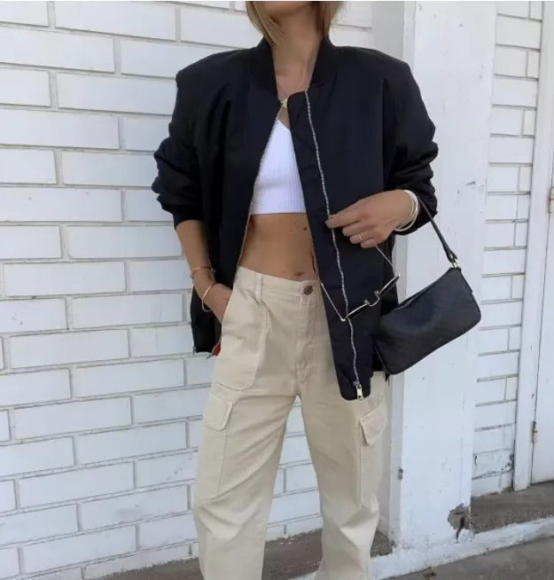 Bomber stylé pour femme avec fermeture éclair