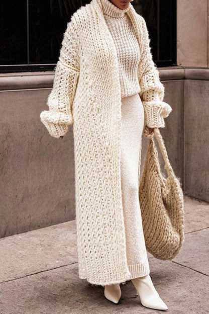 Grand cardigan à devant ouvert, long pull-manteau
