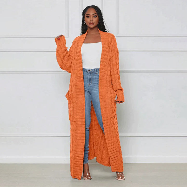 Cardigan long classique femme hiver