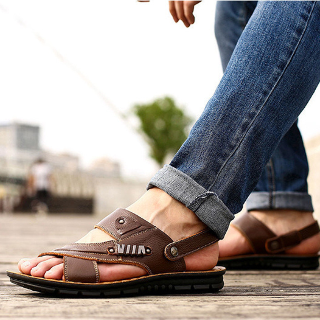 Sandales confortables pour hommes - Design ergonomique en cuir