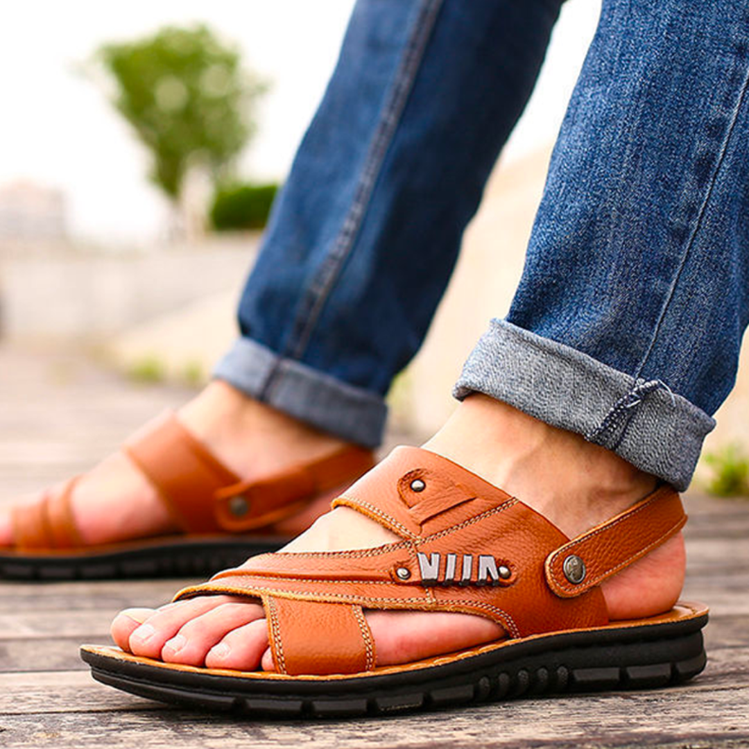 Sandales confortables pour hommes - Design ergonomique en cuir