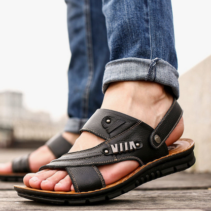 Sandales confortables pour hommes - Design ergonomique en cuir