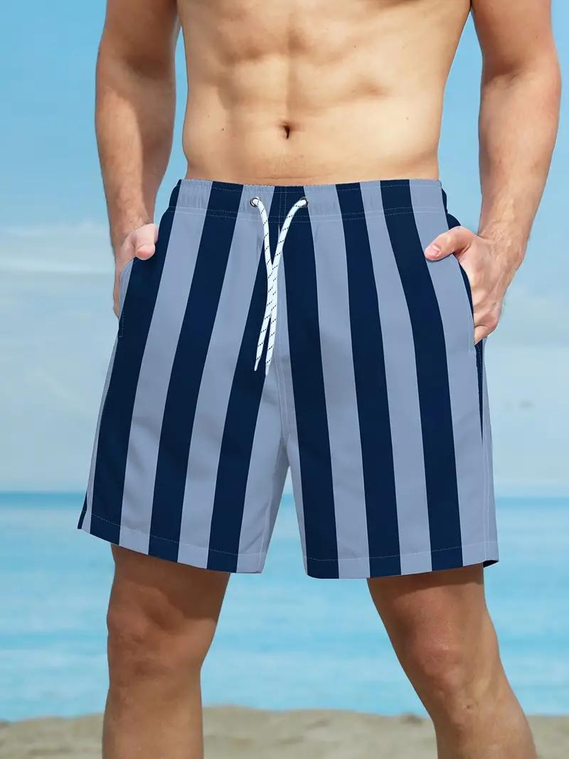 Slip de bain homme rayé avec cordon de serrage