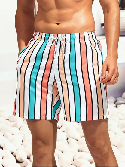 Slip de bain homme rayé avec cordon de serrage