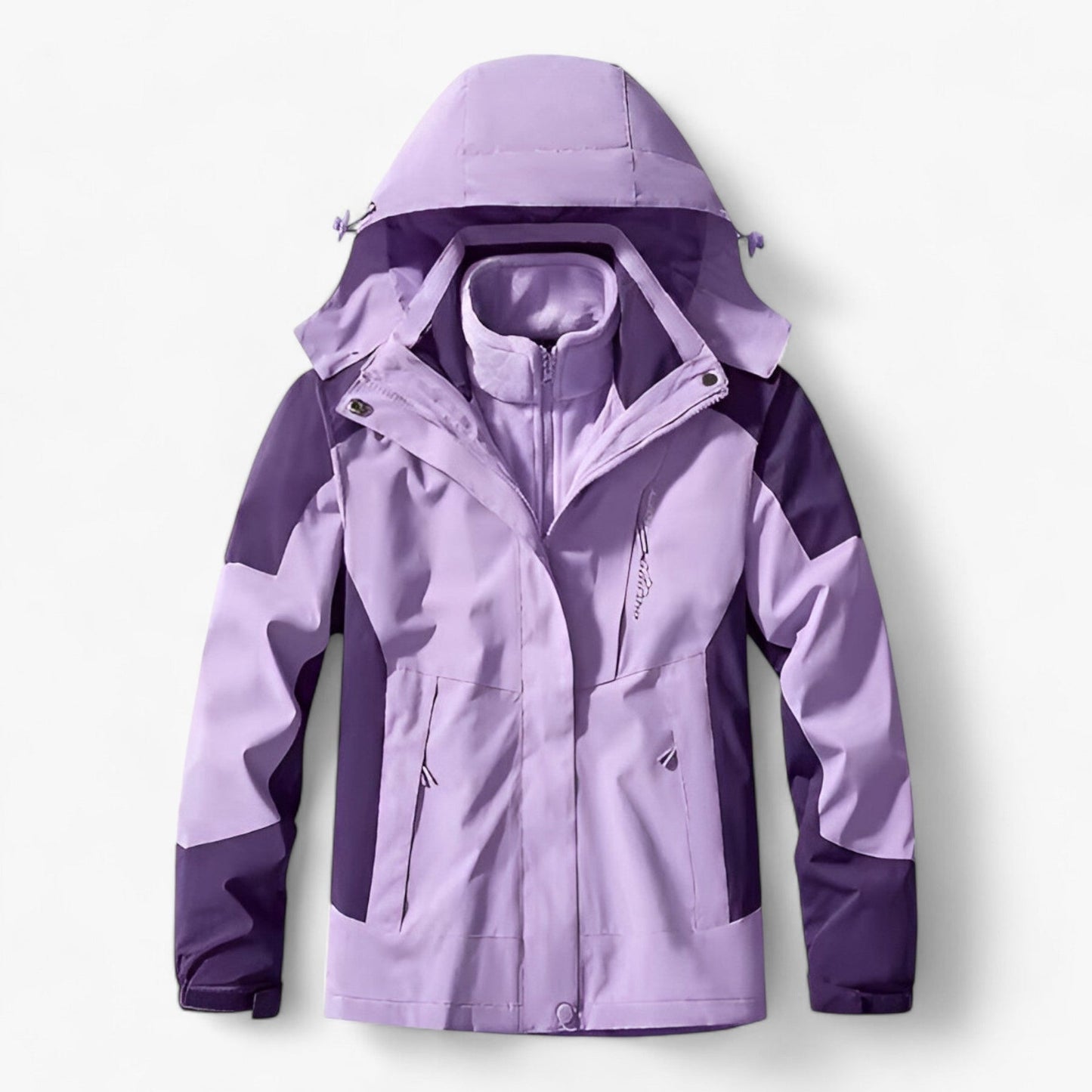 Veste de randonnée imperméable pour homme avec capuche et doublure polaire