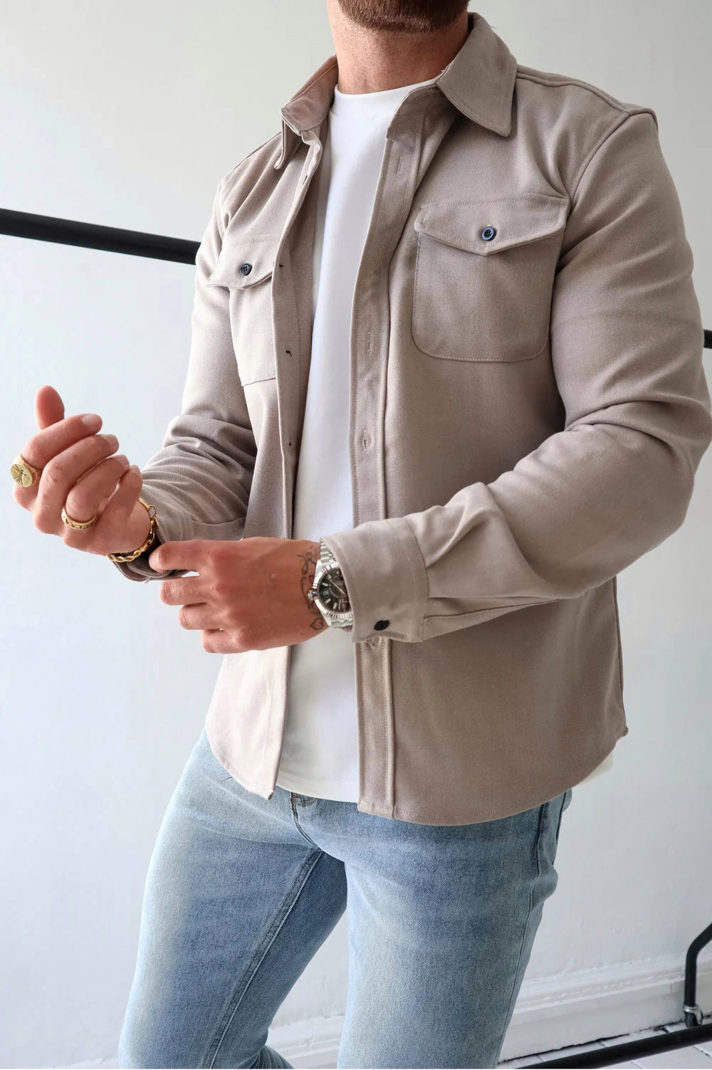 Surchemise homme manches longues avec poche poitrine