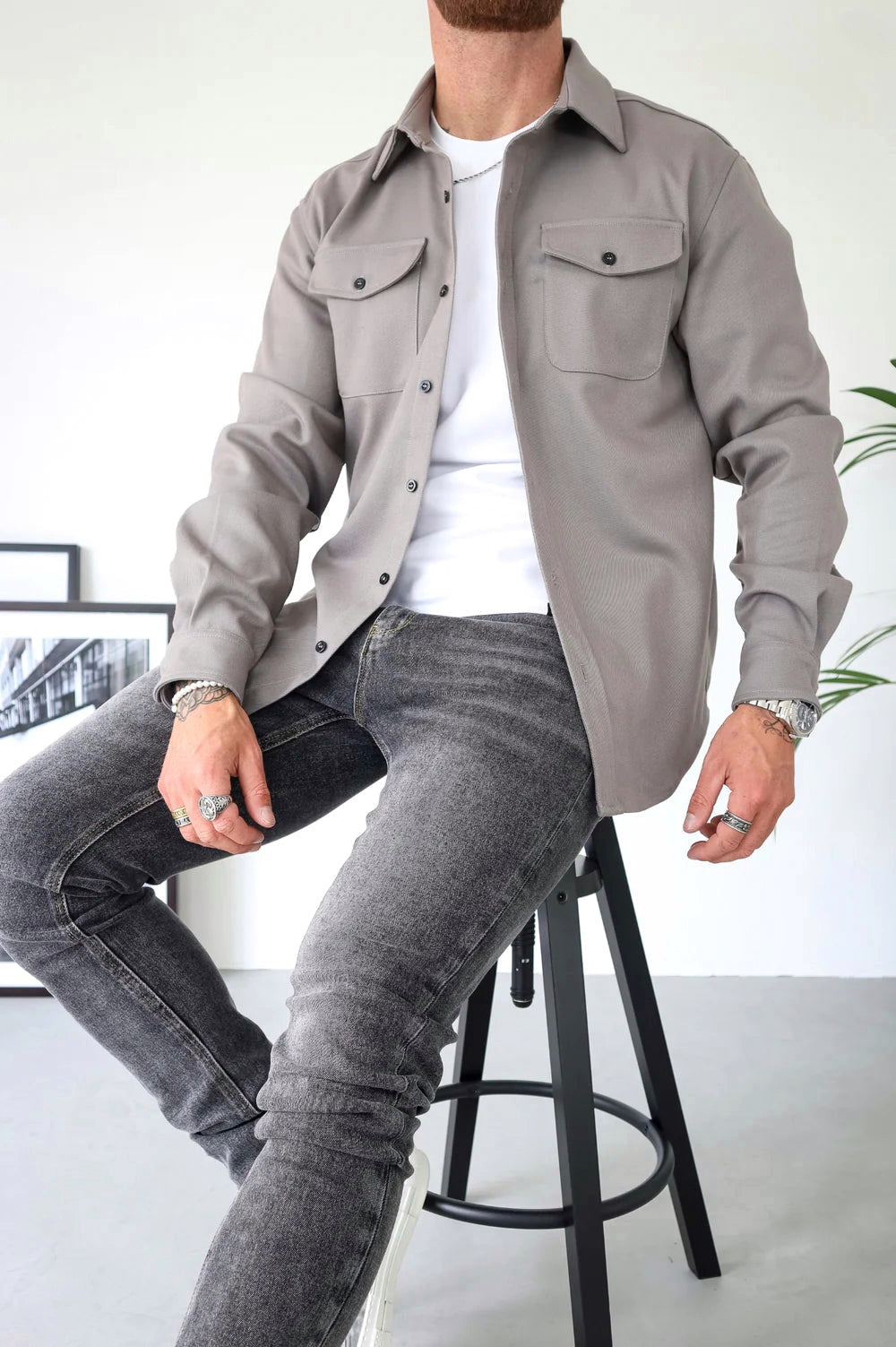 Surchemise homme manches longues avec poche poitrine