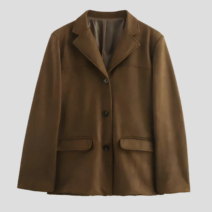 Grand trench-coat pour femme en daim marron
