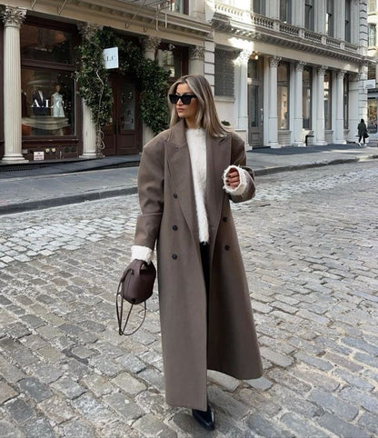 Élégante veste pour femme - Long trench-coat à col revers