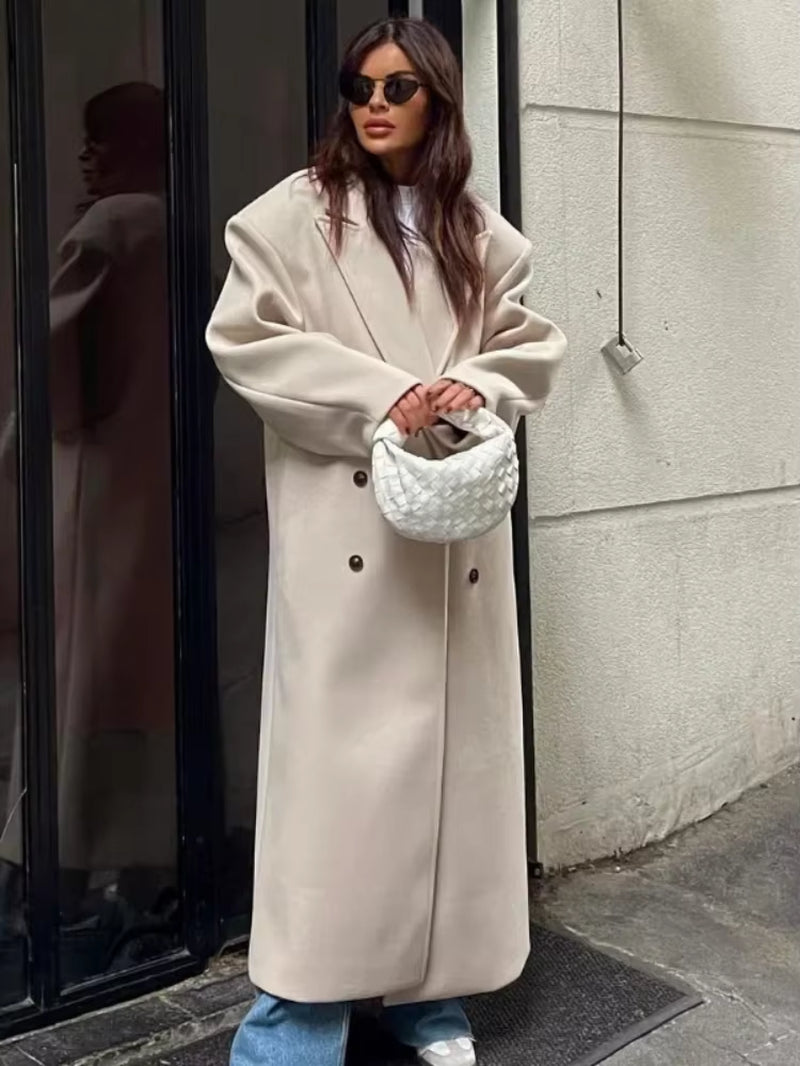 Élégante veste pour femme - Long trench-coat à col revers