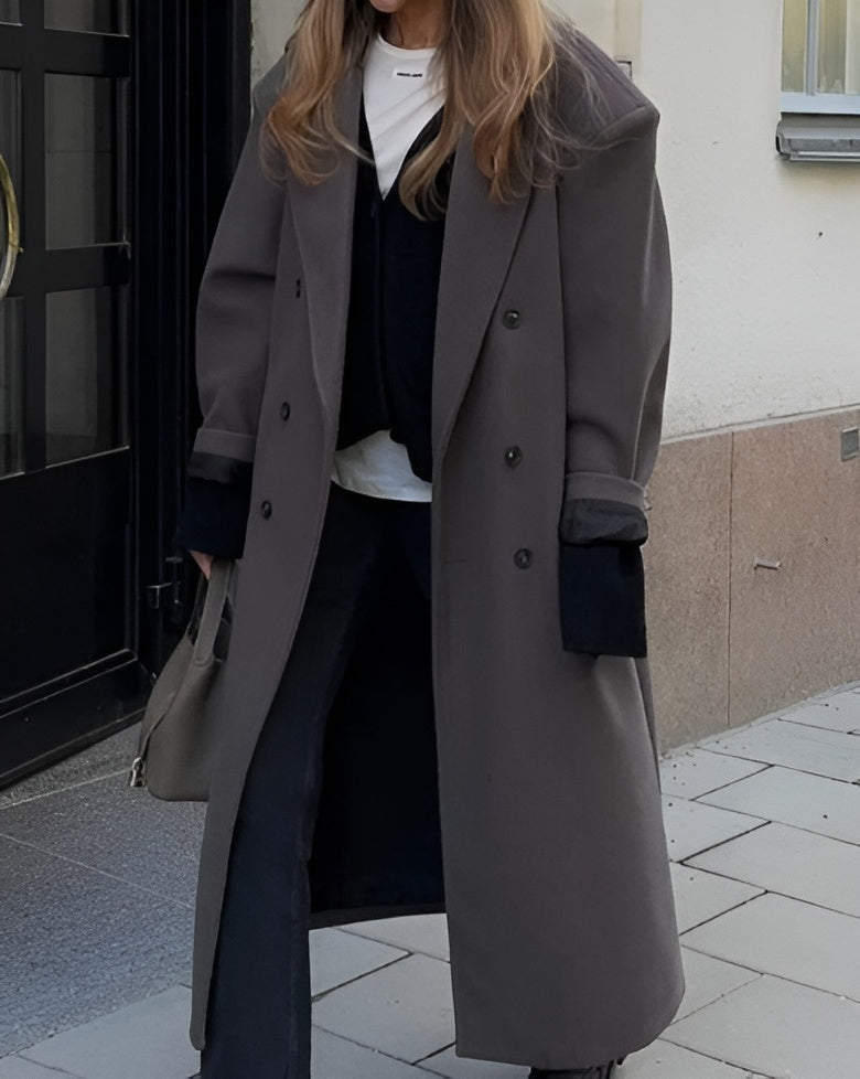 Élégante veste pour femme - Long trench-coat à col revers