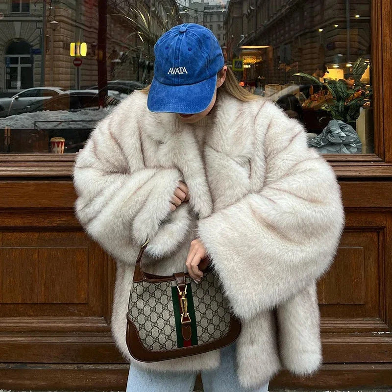 Manteau de fausse fourrure de luxe pour femme - Hiver