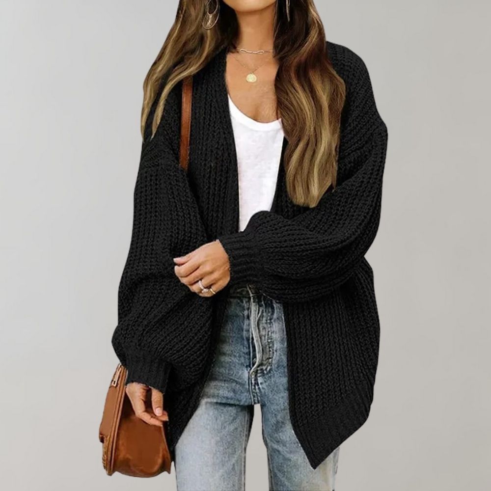 Damen Oversized Strickcardigan Langärmlig - IdealeKleiden