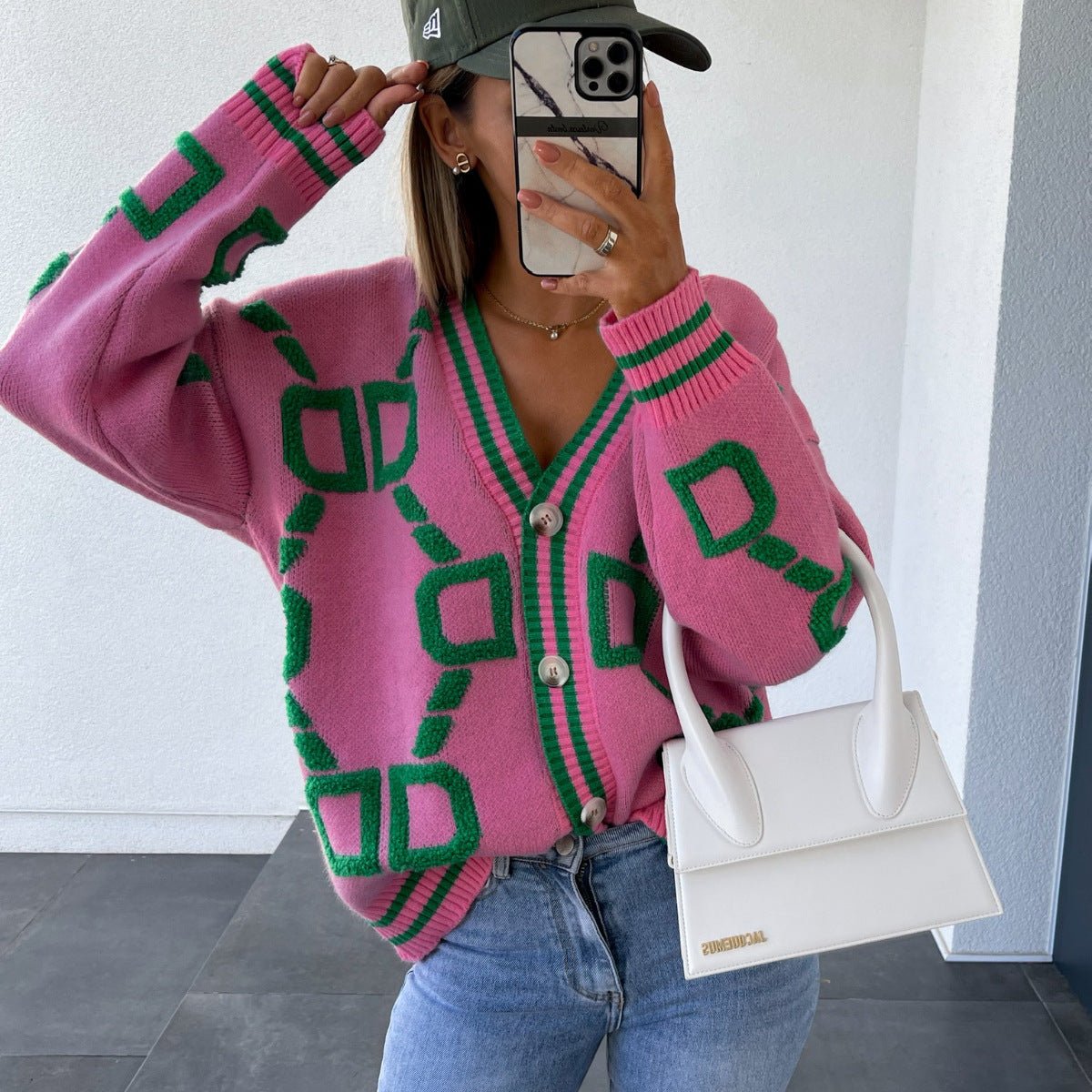 Gilet long pour femme, coupe oversize, confortable, motif géométrique