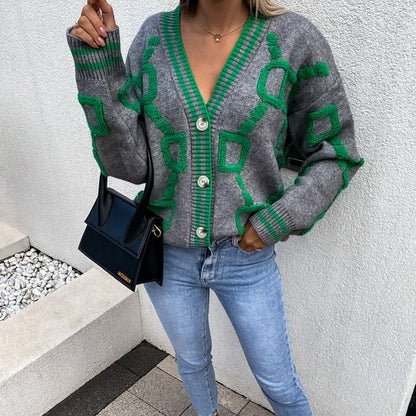 Gilet long pour femme, coupe oversize, confortable, motif géométrique