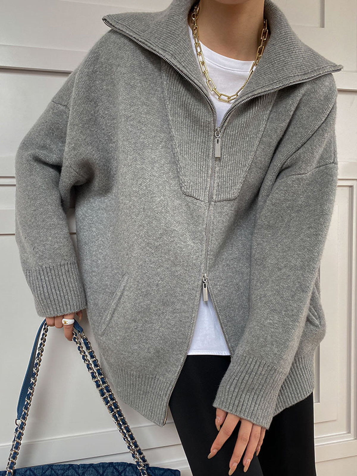 Cardigan grandes tailles pour femme Col ouvert