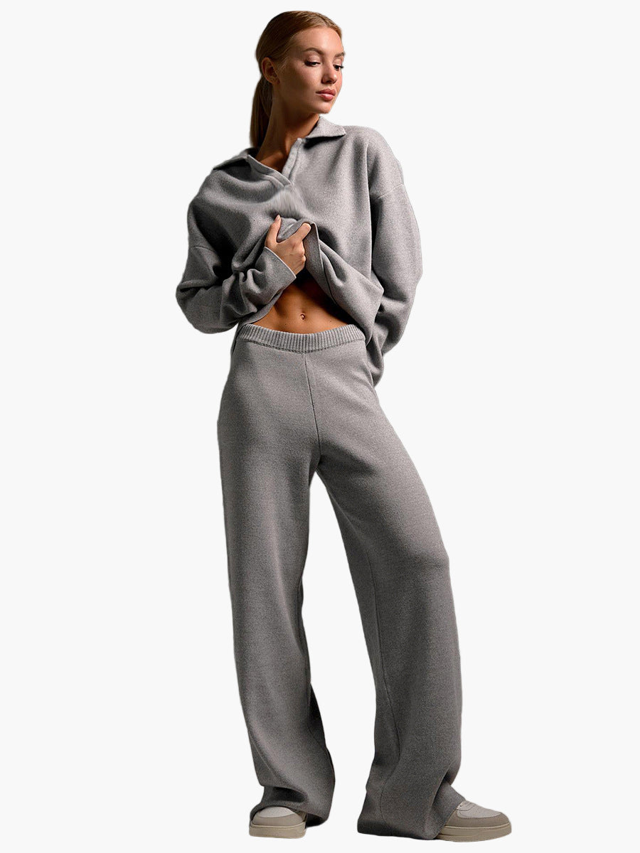 Ensemble loungewear confortable - Pull oversize à col et pantalon de jogging