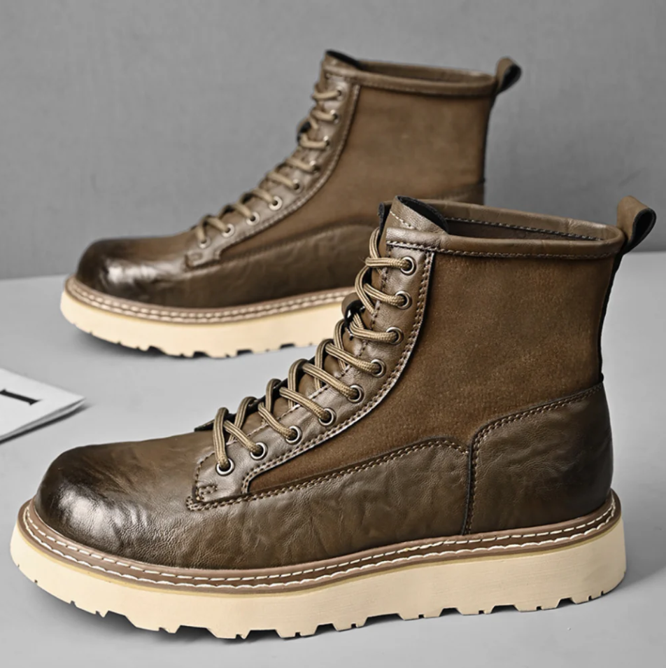 Herrenstiefel Leder Elegant Schnürsenkel - IdealeKleiden