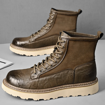 Herrenstiefel Leder Elegant Schnürsenkel - IdealeKleiden