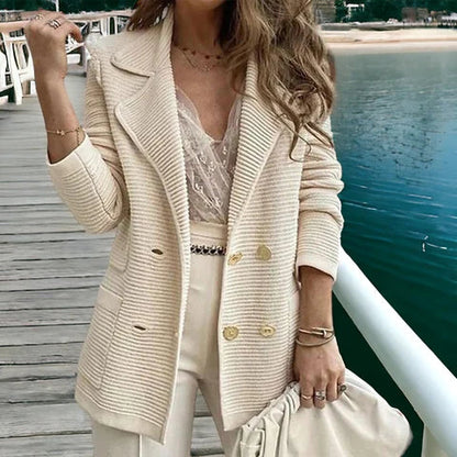 Gilet élégant pour femme à manches longues et de couleur unie