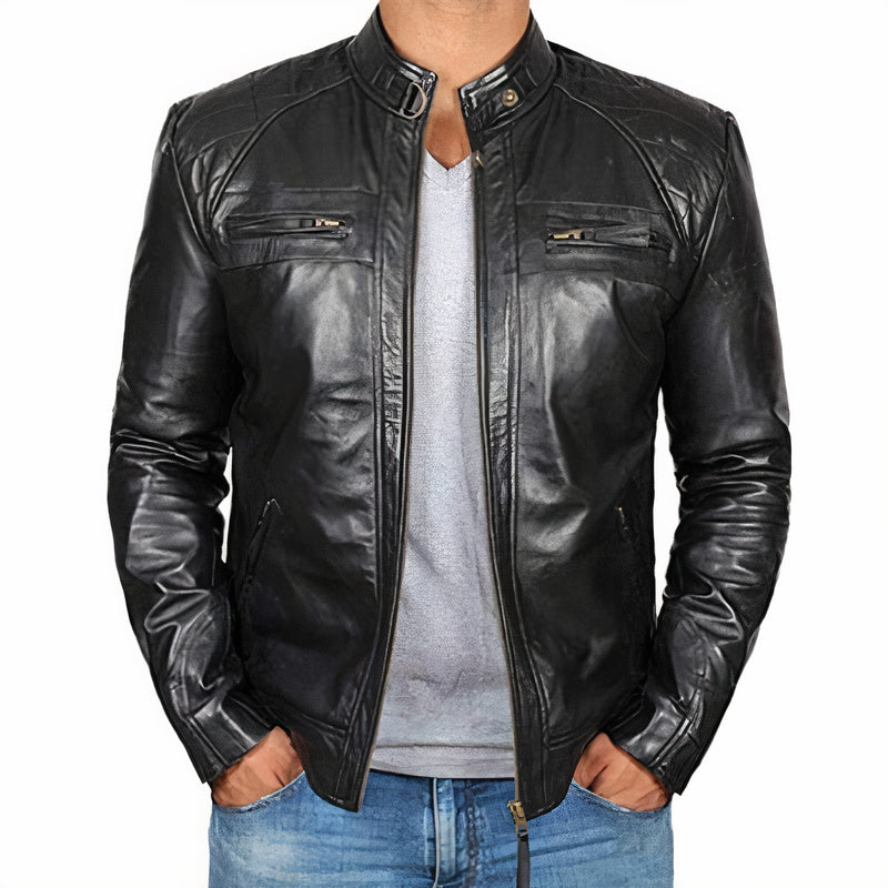 Blouson de moto robuste pour homme Fermeture éclair Poches