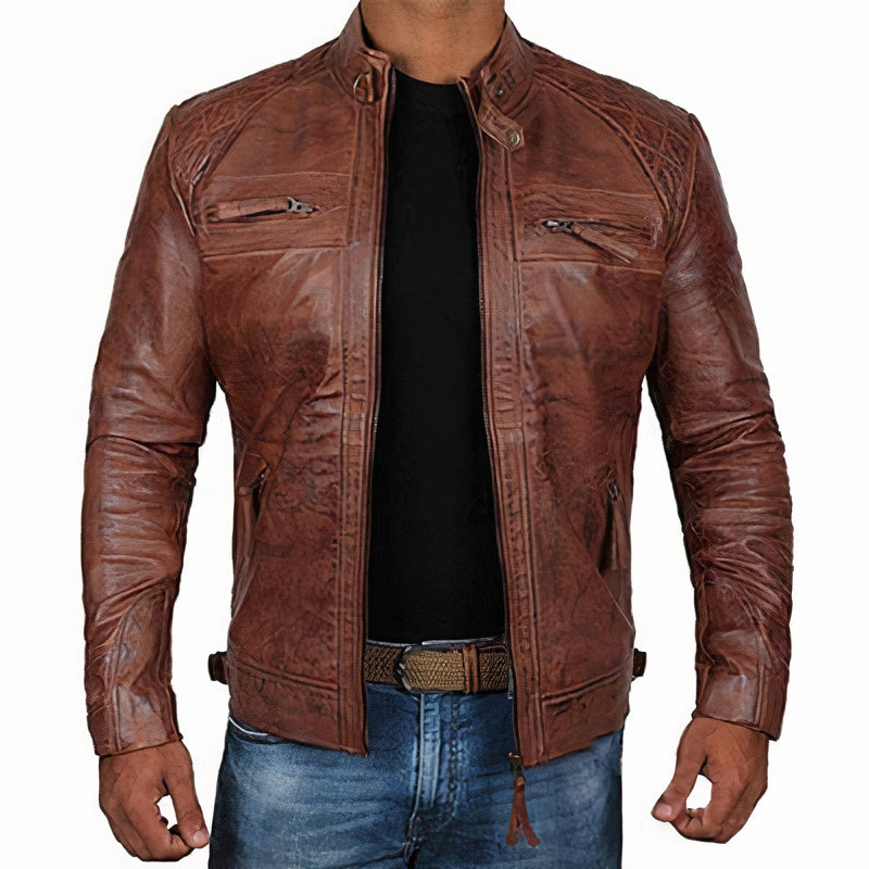 Blouson de moto robuste pour homme Fermeture éclair Poches