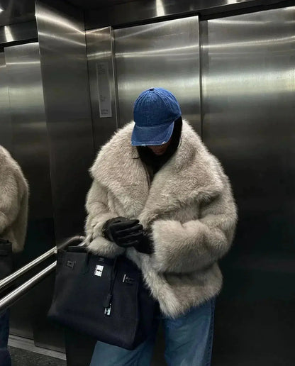 Manteau en fausse fourrure douce Manteau d'hiver en fausse fourrure