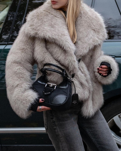 Manteau de fausse fourrure doux grandes tailles femme élégant