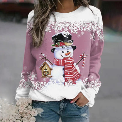 Pull de Noël femme motif bonhomme de neige festif