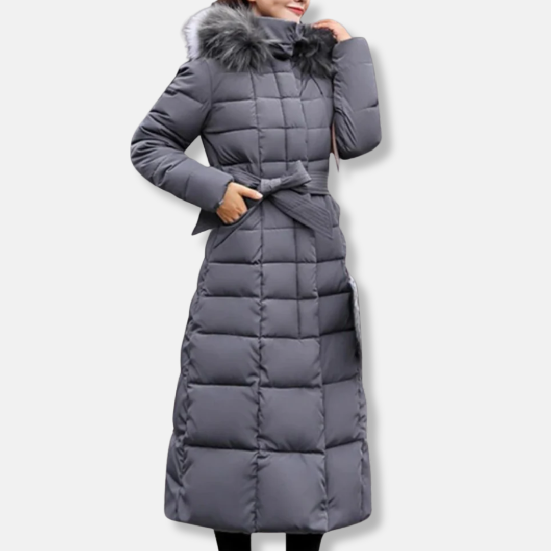 Manteau d'hiver long matelassé pour femme avec capuche