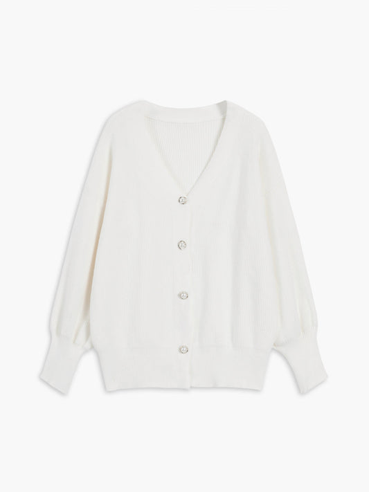 Übergroßer Damen Cardigan mit V-Ausschnitt - IdealeKleiden