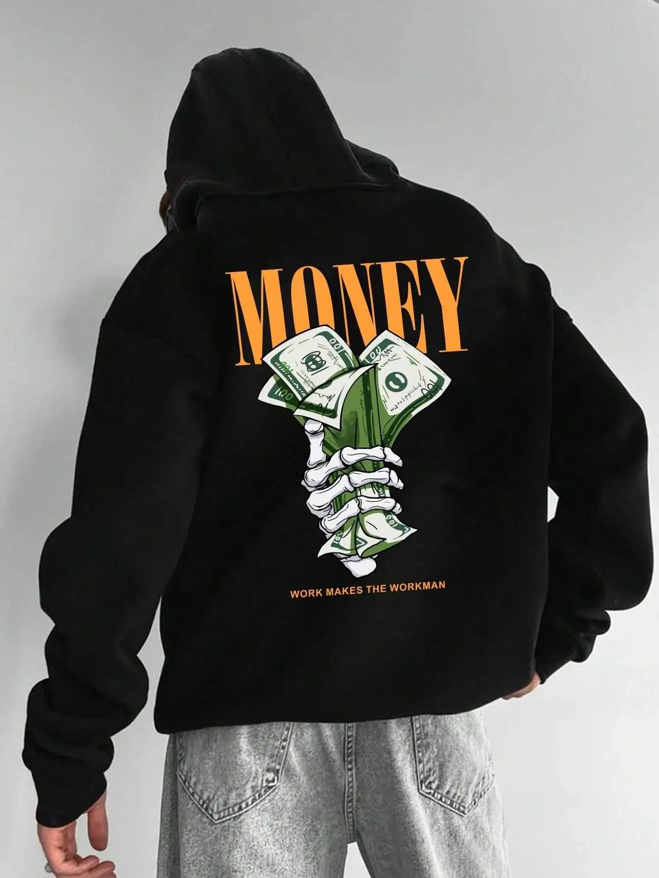 Hoodie streetwear stylé à motif argent