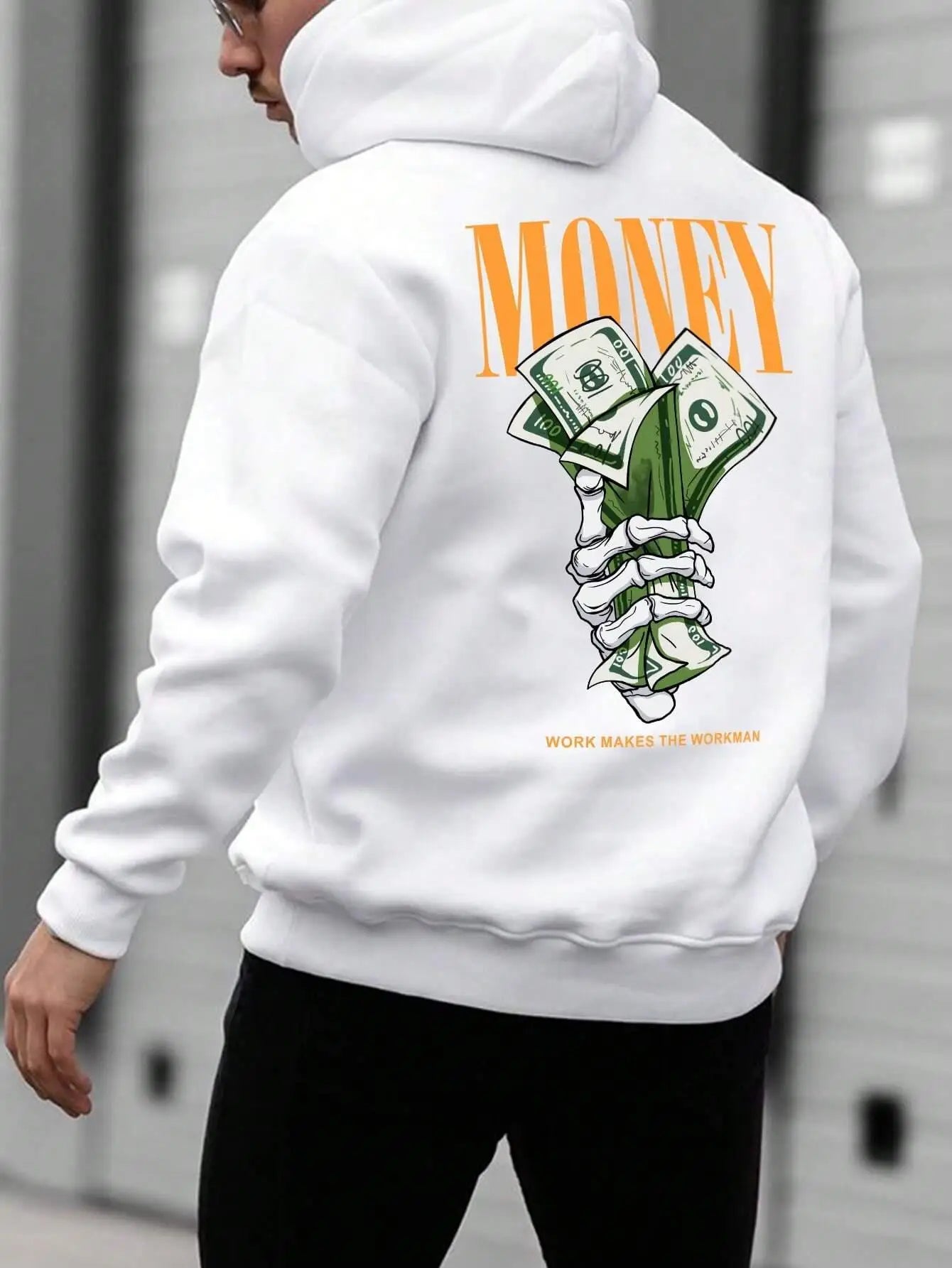 Hoodie streetwear stylé à motif argent