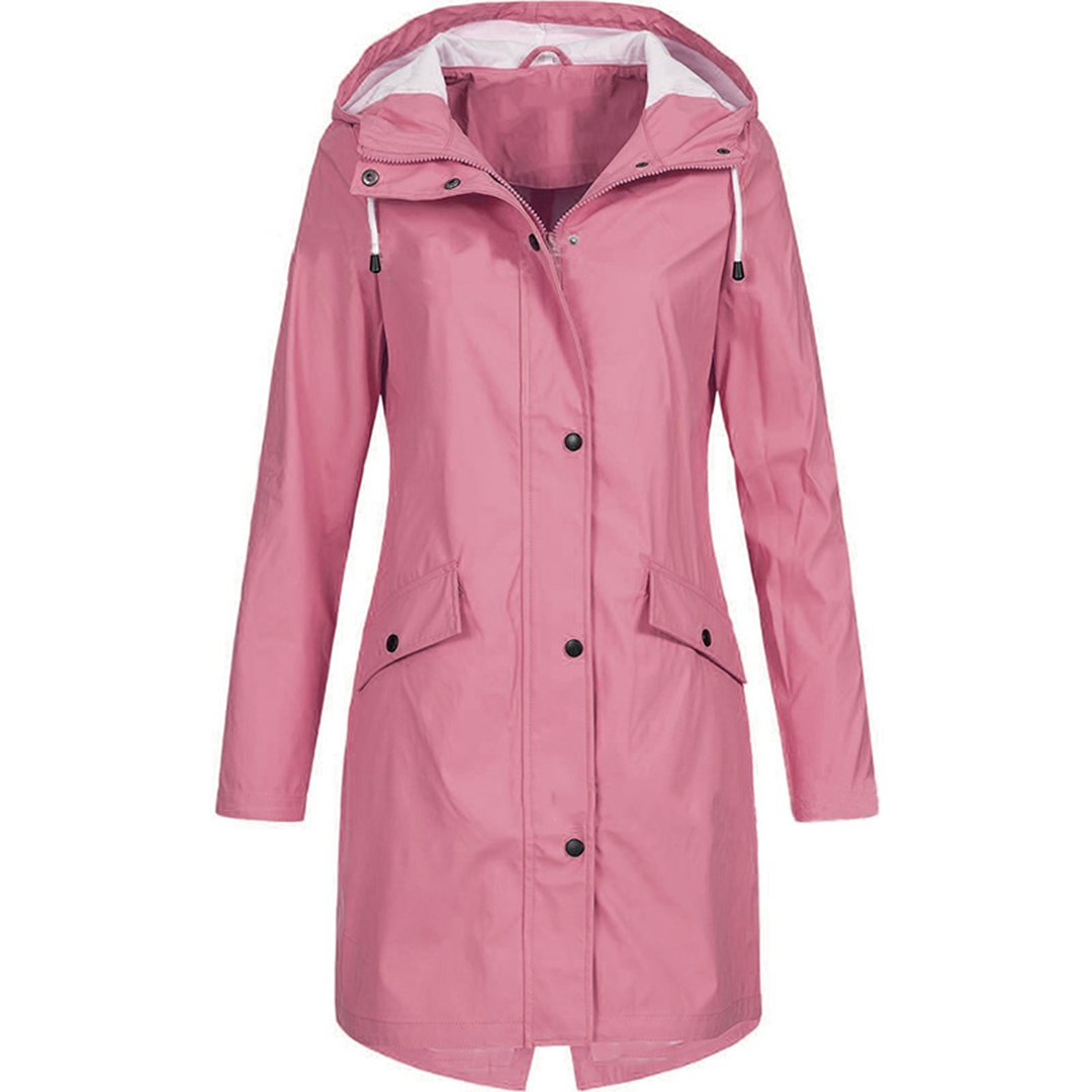 Veste d'extérieur imperméable longue noire coupe-vent