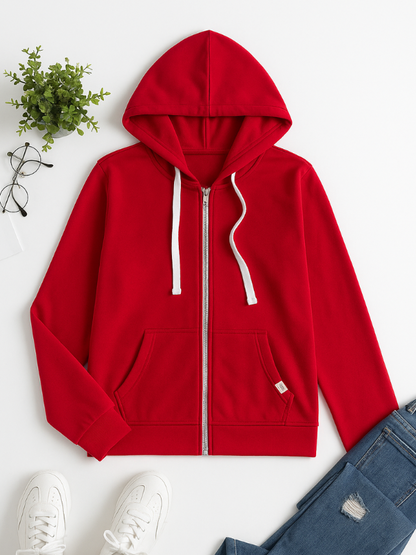 Damen Kapuzenjacke Modern Langarm Reißverschluss - IdealeKleiden