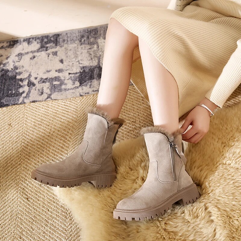 Stylische Winterstiefel Frauen Plüsch Plattform - IdealeKleiden