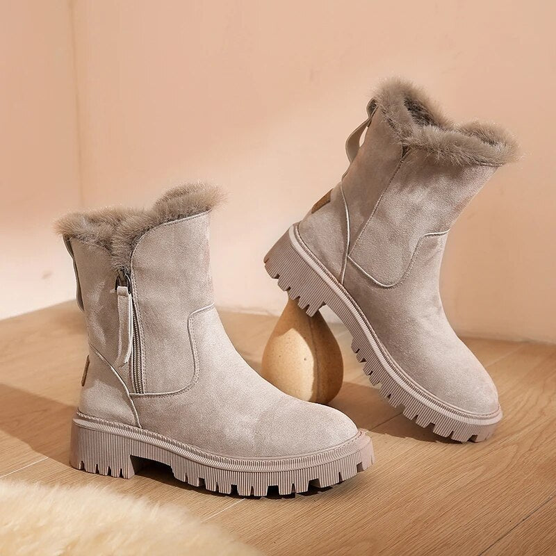 Bottes d'hiver élégantes pour femmes, plateforme en peluche