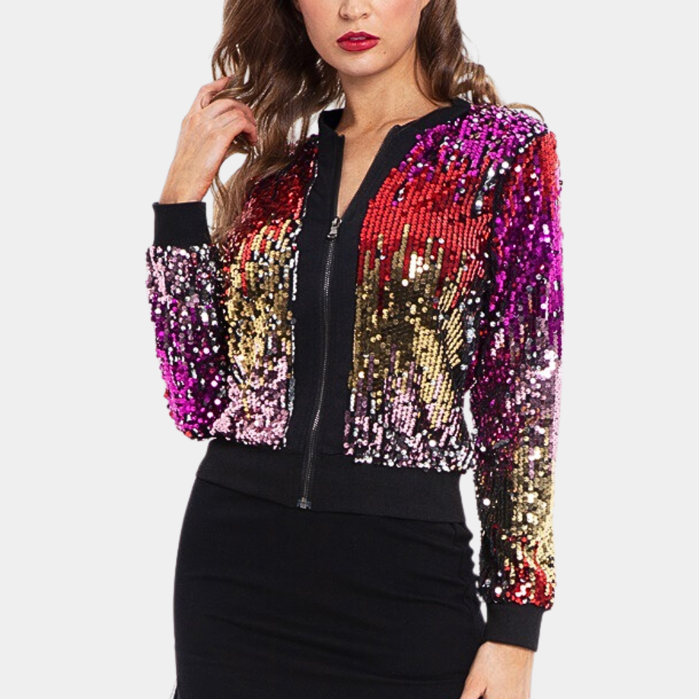 Veste d'automne femme sequins courte mode