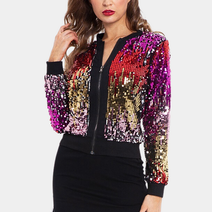 Veste d'automne femme sequins courte mode
