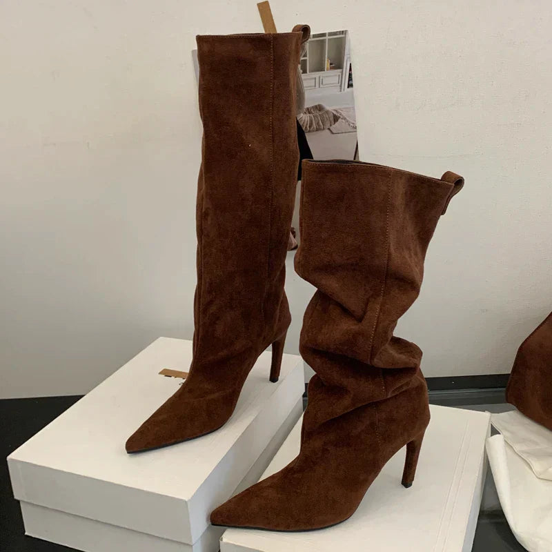Stilvolle Damenstiefel Kniehoch Spitze - IdealeKleiden