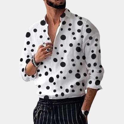 Chemise homme manches longues col à pois