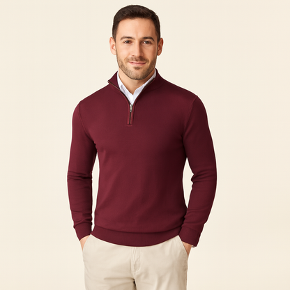 Pull-over homme zip quart, moderne et sportif