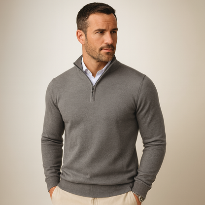 Pull-over homme zip quart, moderne et sportif