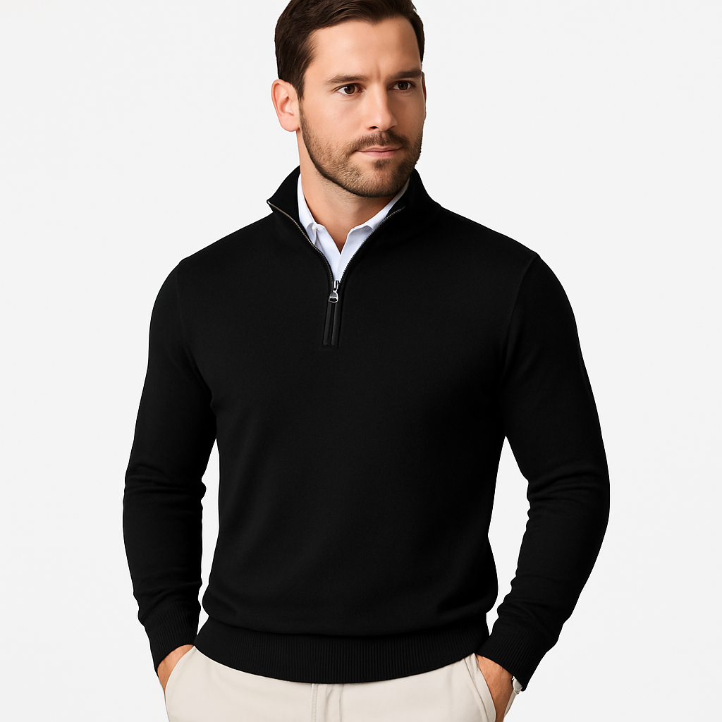 Pull-over homme zip quart, moderne et sportif